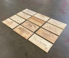 Vintage French Wooden Wine Crate Box Labels, Set of 12