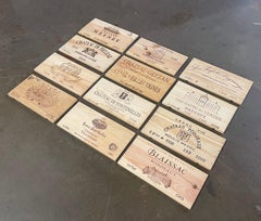 Vintage French Wooden Wine Crate Box Labels, Set of 12