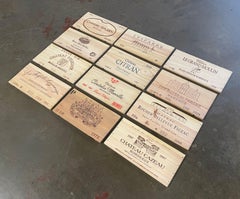 Vintage French Wooden Wine Crate Box Labels, Set of 12
