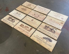Vintage French Wooden Wine Crate Box Labels, Set of 12