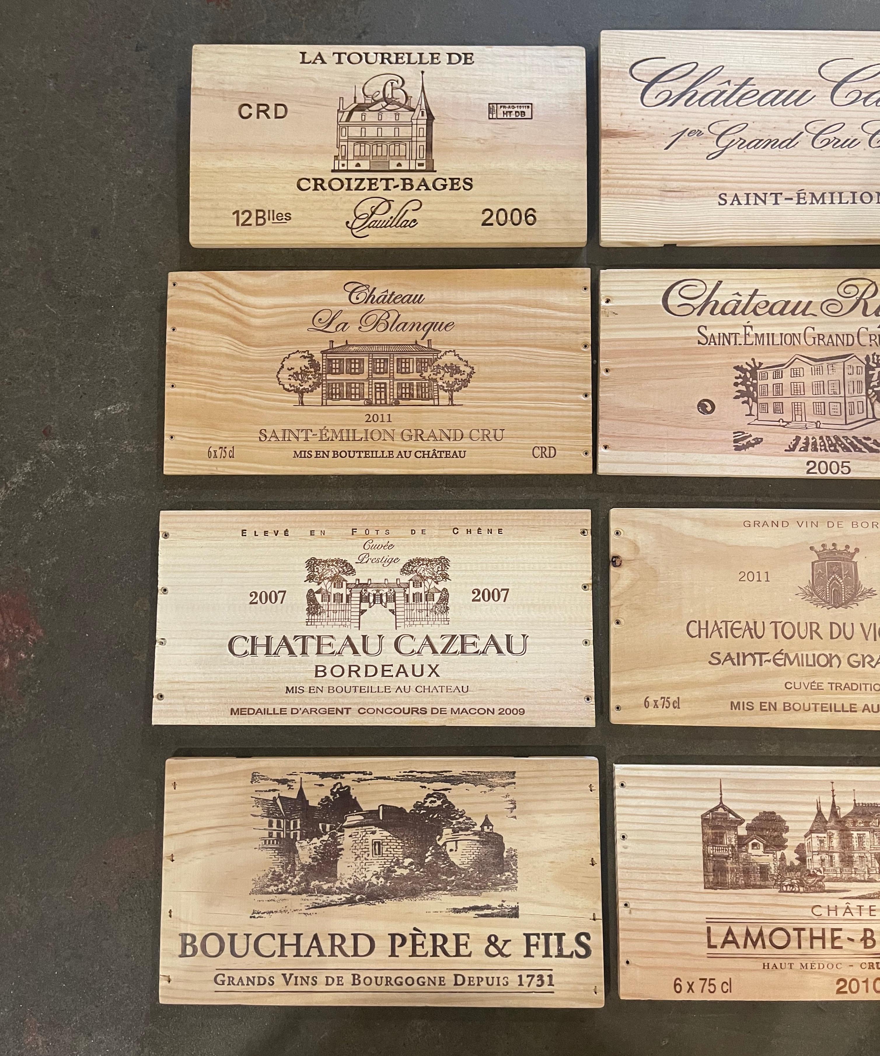 Hand-Crafted Vintage French Wooden Wine Crate Box Labels, Set of 12 For Sale