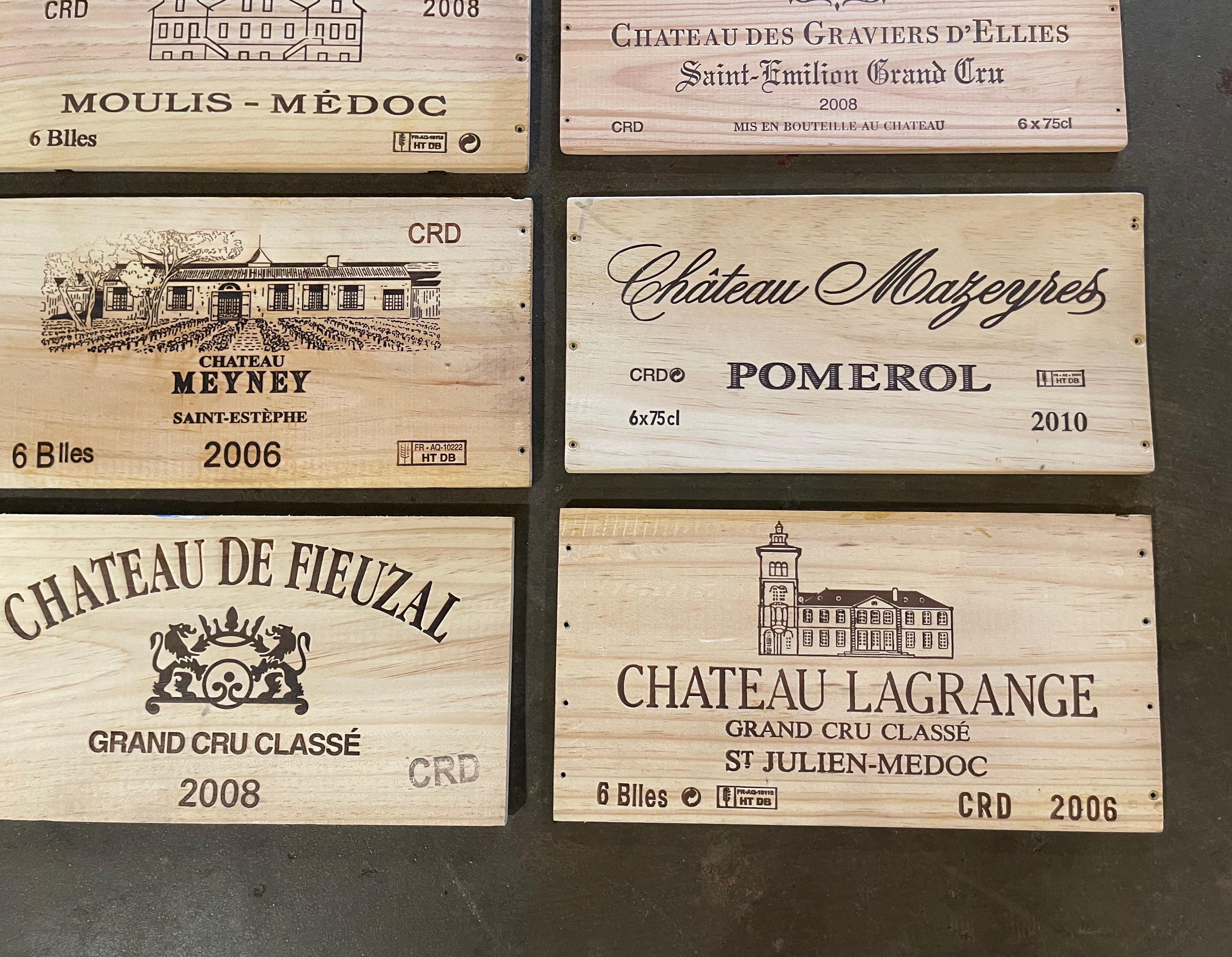 Vintage French Wooden Wine Crate Box Labels, Set of 12 For Sale 3