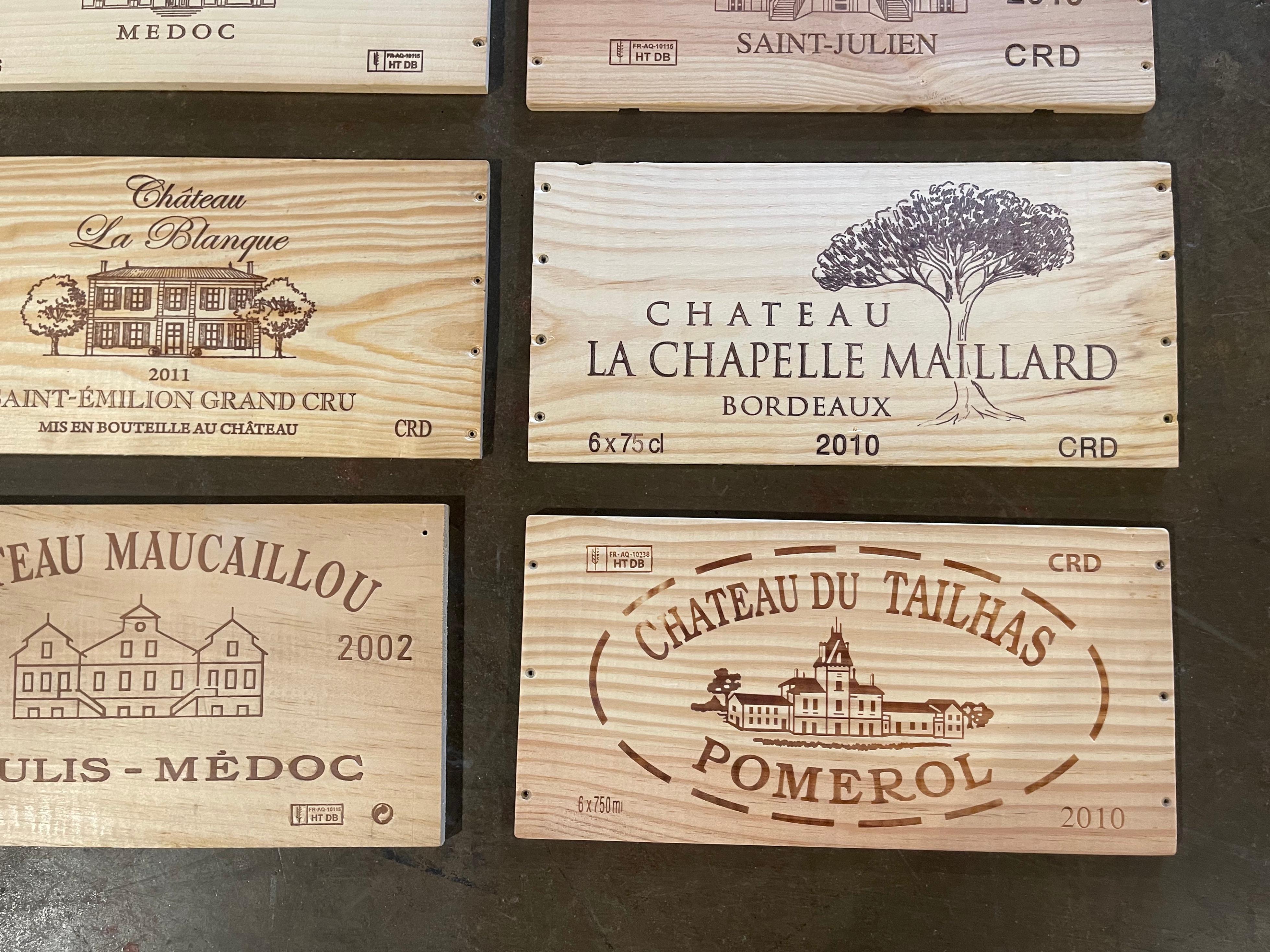 Vintage French Wooden Wine Crate Box Labels, Set of 12 For Sale 2