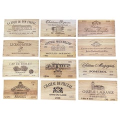 Vintage French Wooden Wine Crate Box Labels, Set of 12