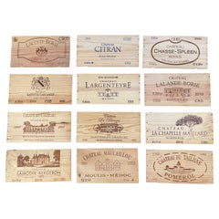 Vintage French Wooden Wine Crate Box Labels, Set of 12
