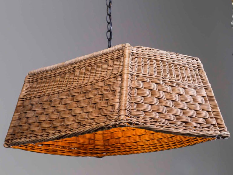 Vintage French Woven Basket Chandelier France circa 1920 at 1stDibs