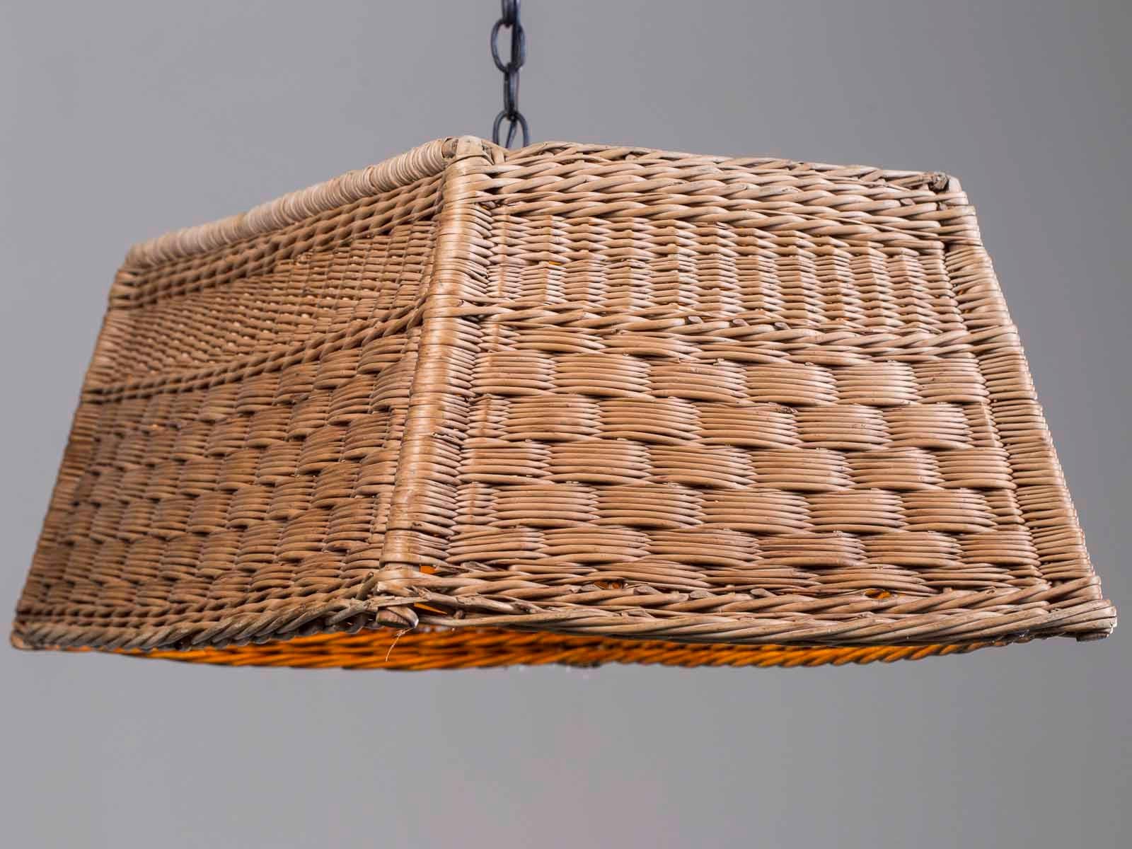 20th Century Vintage French Woven Basket Chandelier France circa 1920