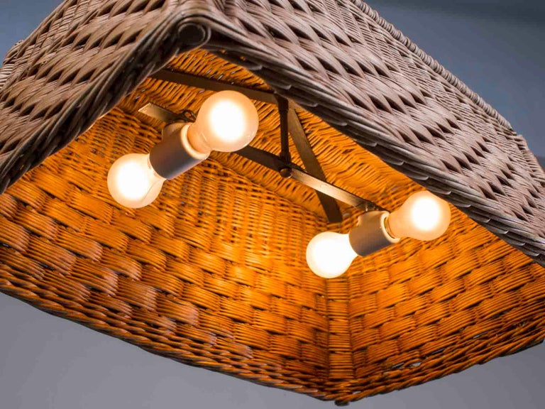 Vintage French Woven Basket Chandelier France circa 1920 at 1stDibs
