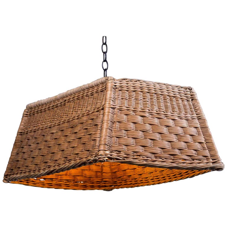 Vintage French Woven Basket Chandelier France circa 1920 at 1stDibs