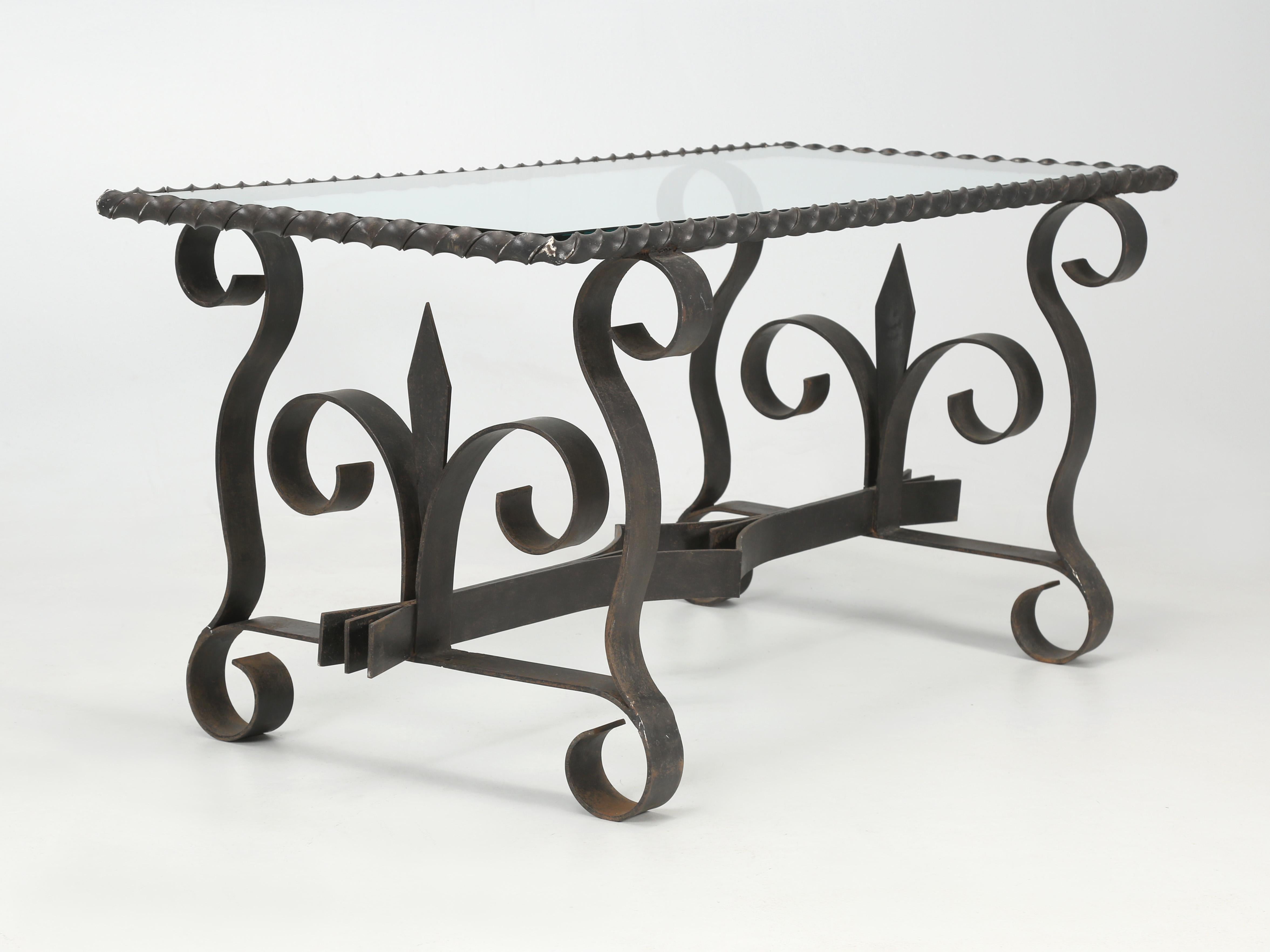 vintage wrought iron glass coffee table
