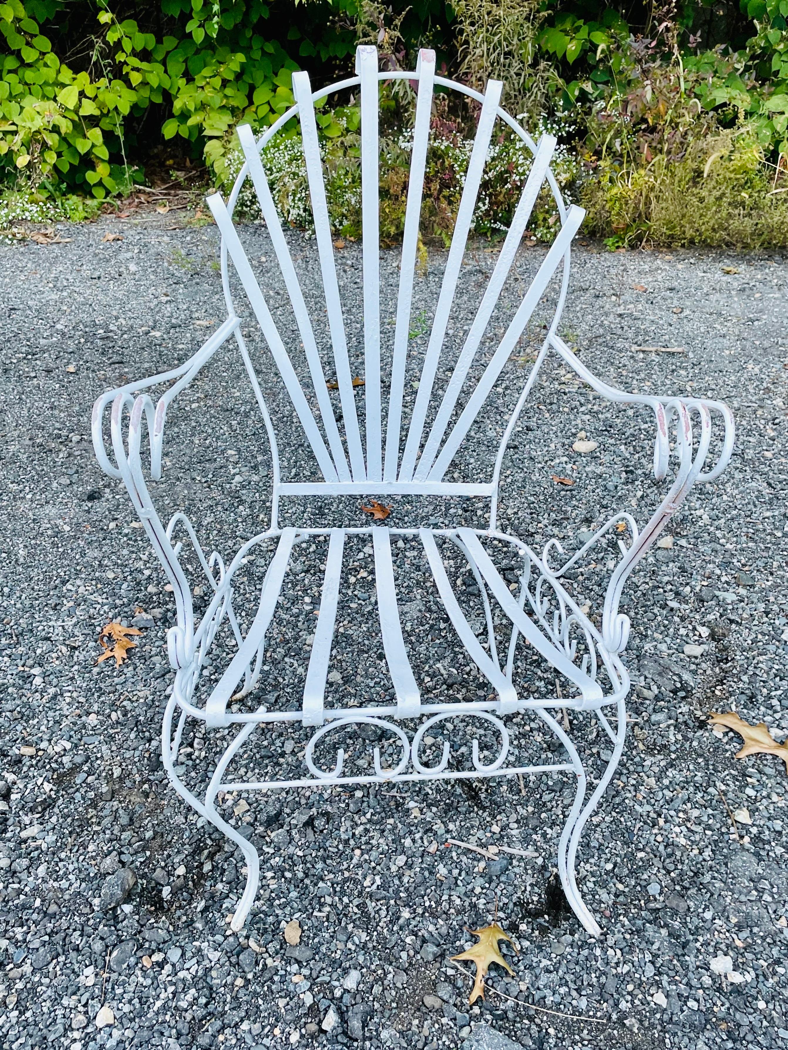 Vintage French Wrought Iron Arm Chair For Sale 3