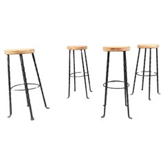Vintage french wrought iron bar stools, 1960s - set of 4