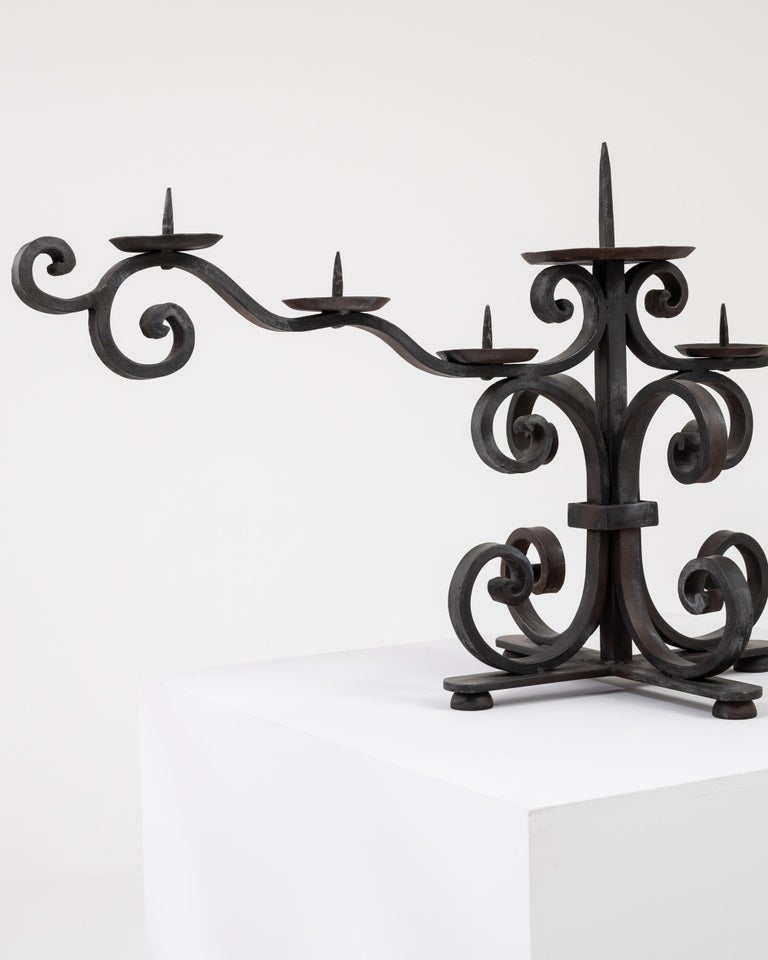 Vintage French Wrought Iron Candelabra For Sale at 1stDibs
