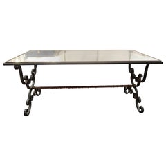 Iron Table with Mirror Top For Sale at 1stdibs