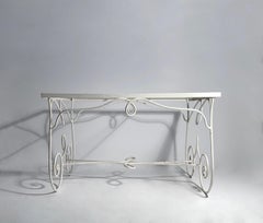 Vintage French Wrought Iron Garden Dining Table Attributed to Rene Prou