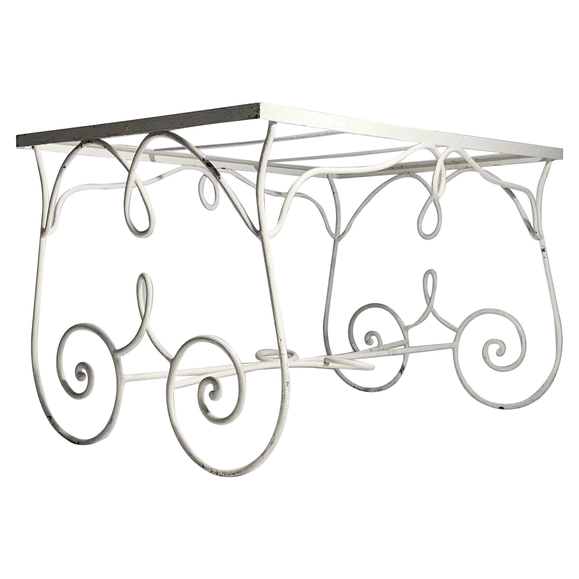 Vintage French Wrought Iron Garden Dining Table Attributed to Rene Prou