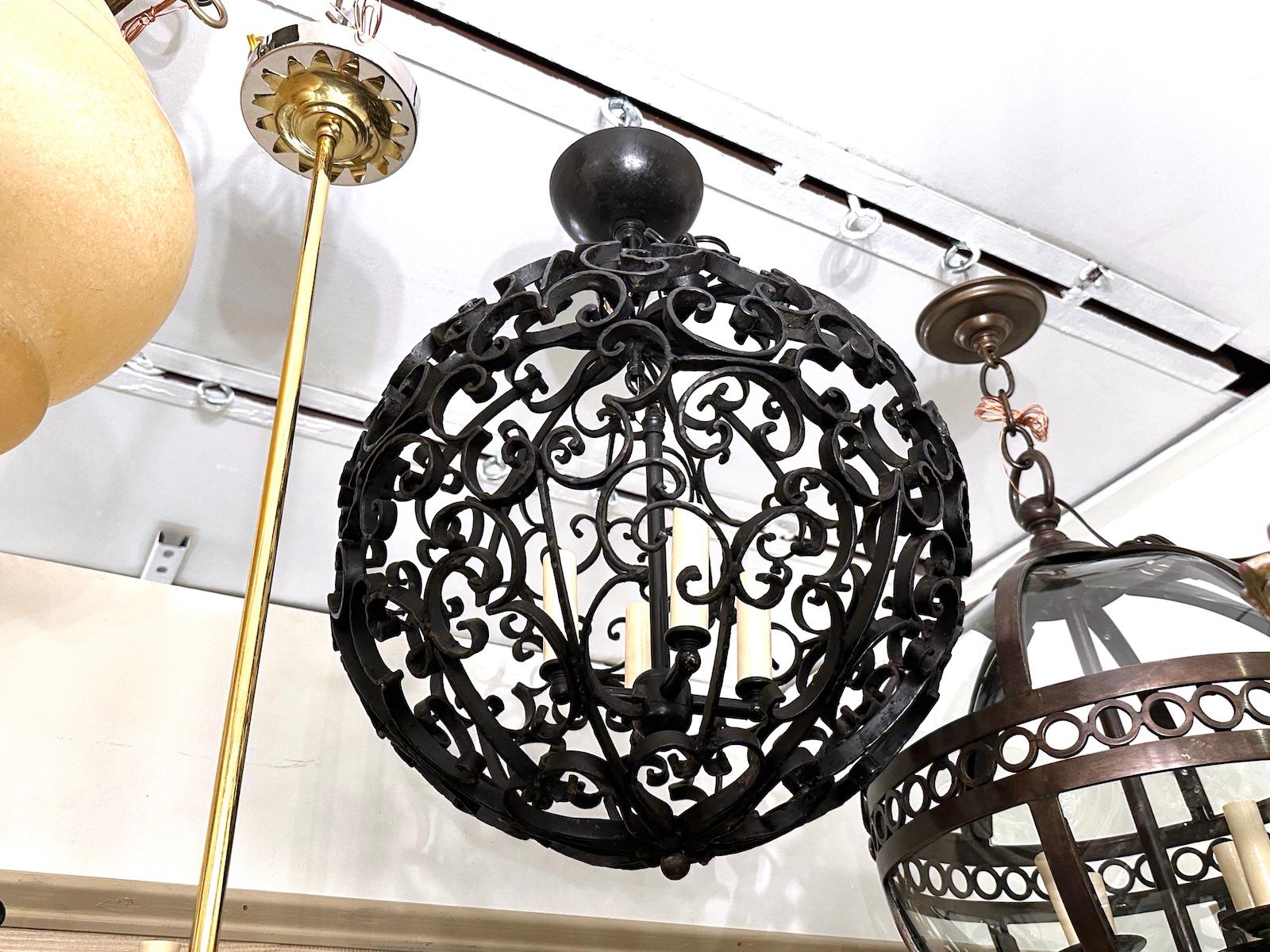 Vintage French Wrought Iron Lantern For Sale 1