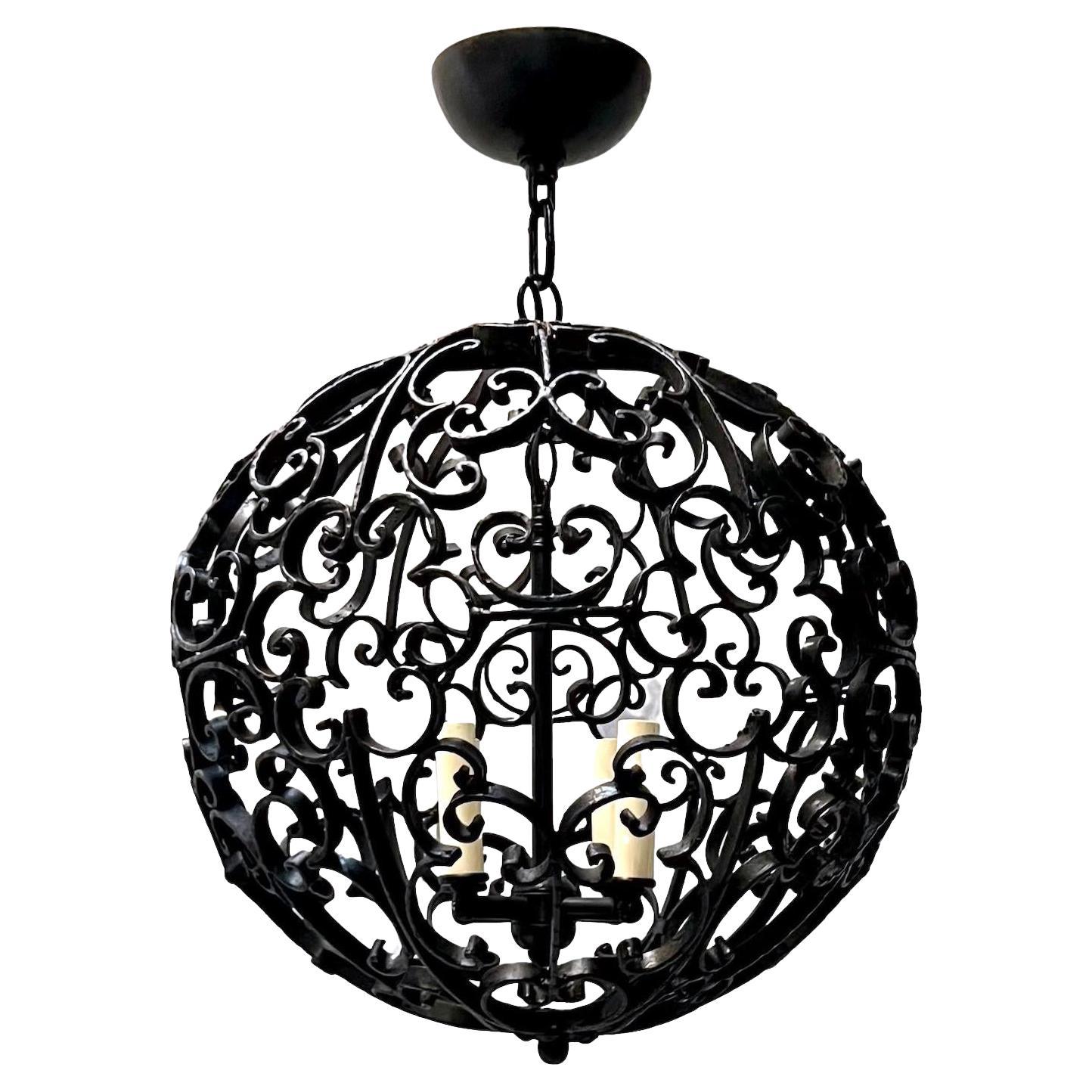Vintage French Wrought Iron Lantern For Sale