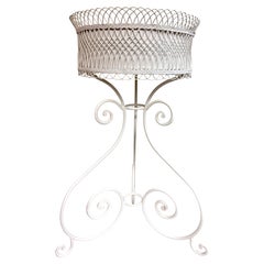 Vintage French Wrought Iron Plant Stand, Circa 1970, Garden Decor