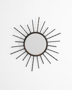 Vintage French Wrought Iron Sunburst Mirror