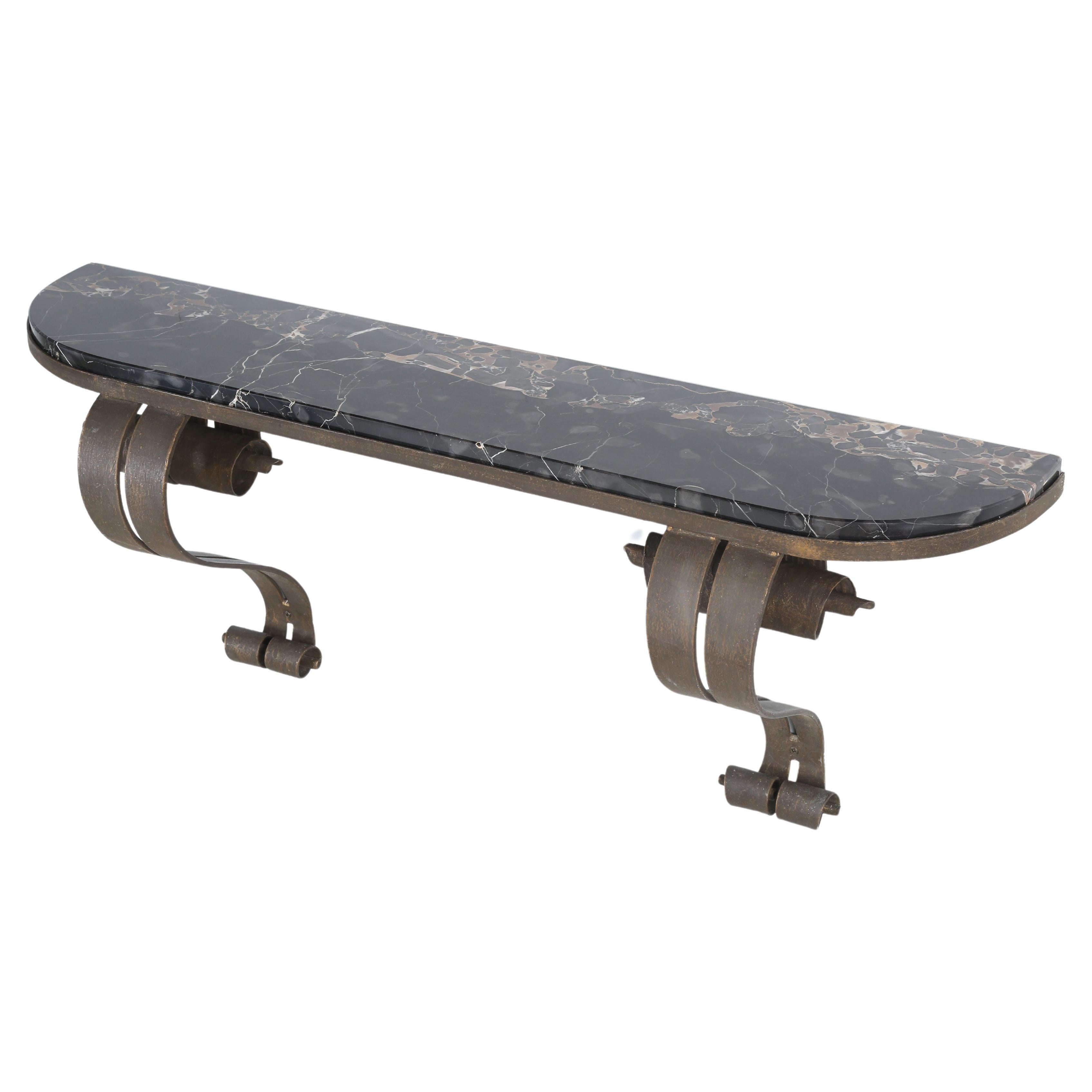 Console murale française en fer forgé avec finition en bronze des années 1940 en vente