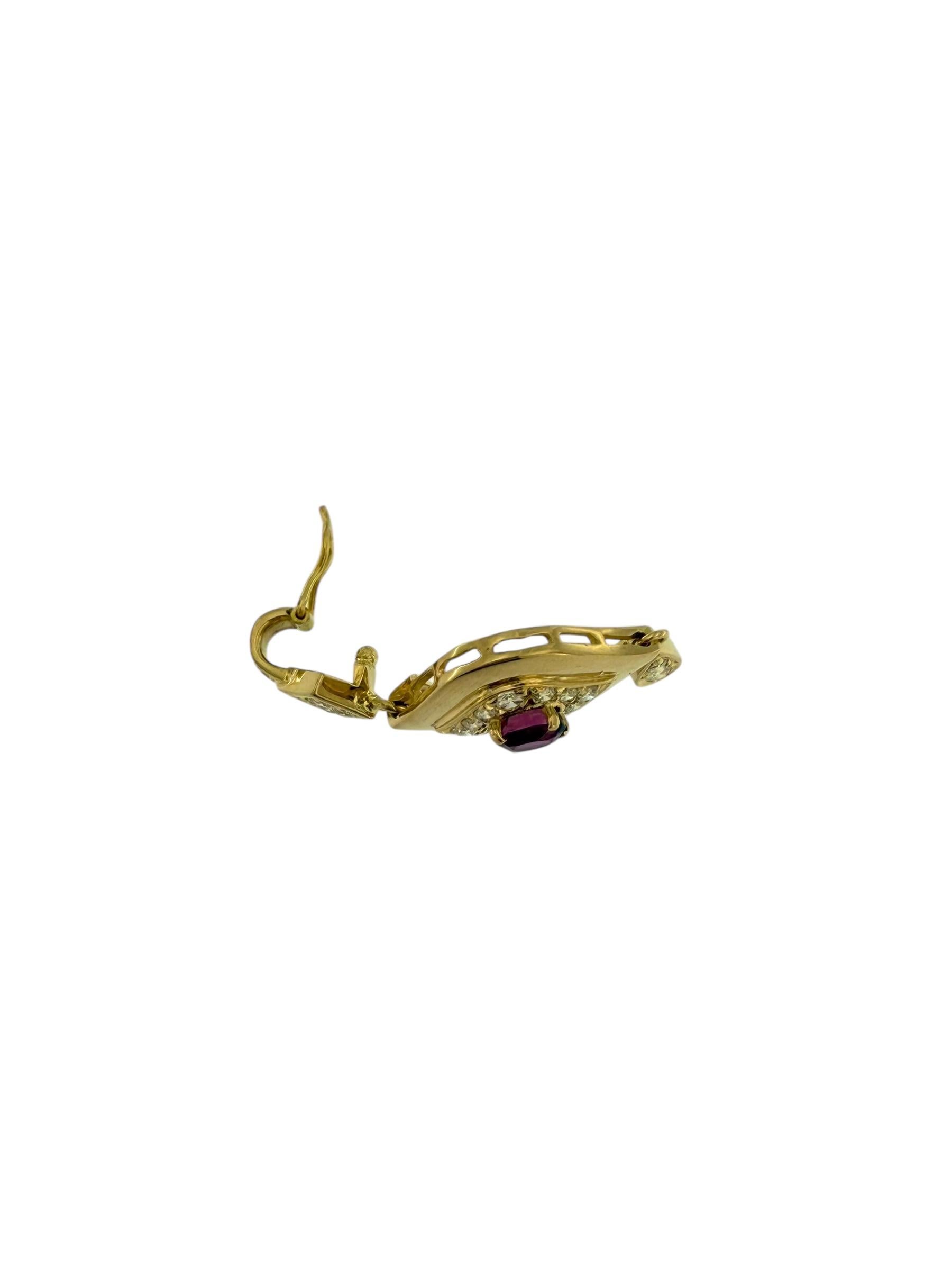 Französischer Gelbgold-Anhänger im Vintage-Stil mit Diamanten und Rubinen im Angebot 3