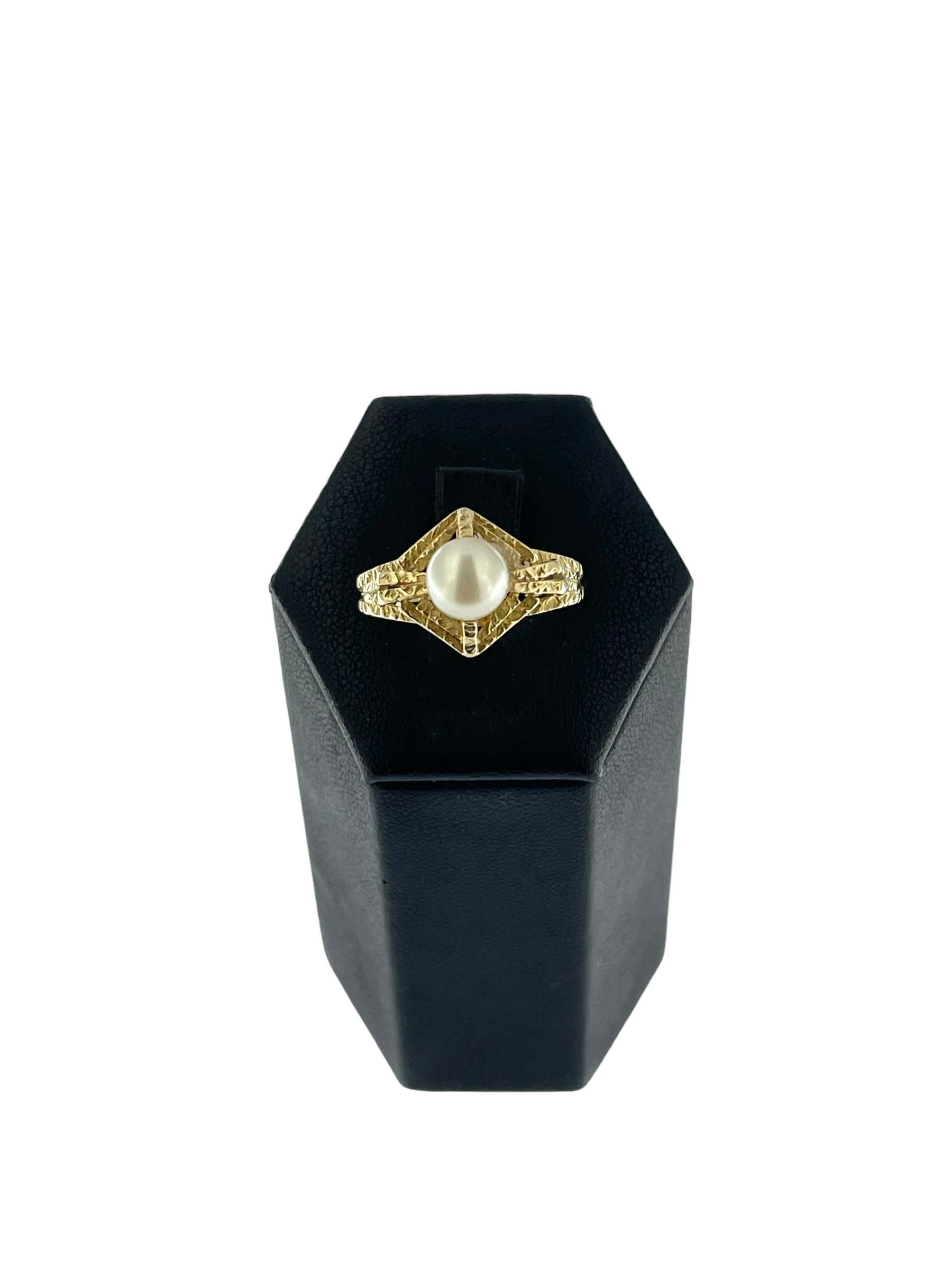Anillo francés vintage de oro amarillo con perla blanca en Bueno estado para la venta en Esch sur Alzette, Esch-sur-Alzette
