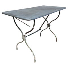 Vintage French Zinc and Iron Potting Garden Table
