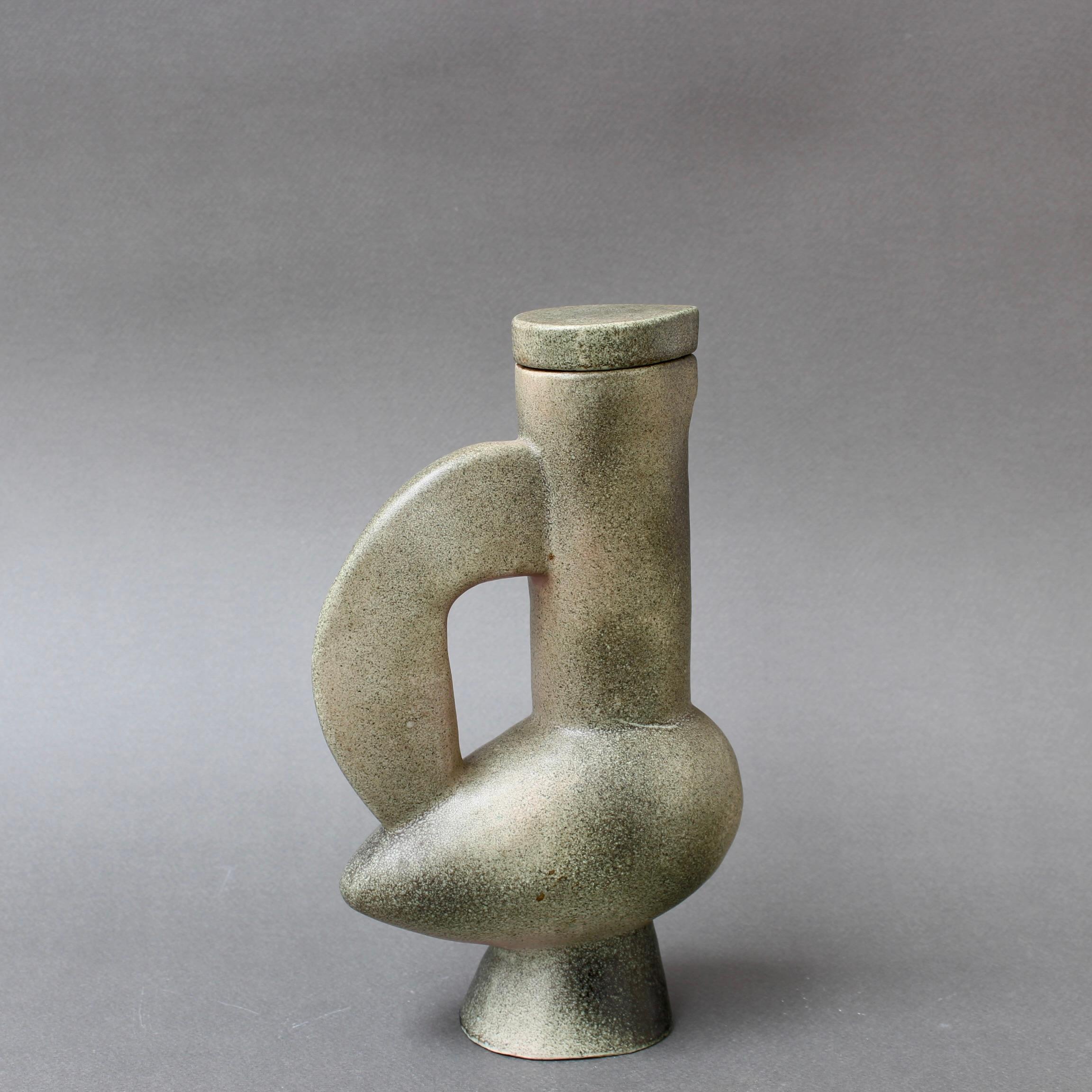 Vintage French Zoomorphic Ceramic Pitcher with Lid by Jacques Blin (1953) In Good Condition For Sale In London, GB