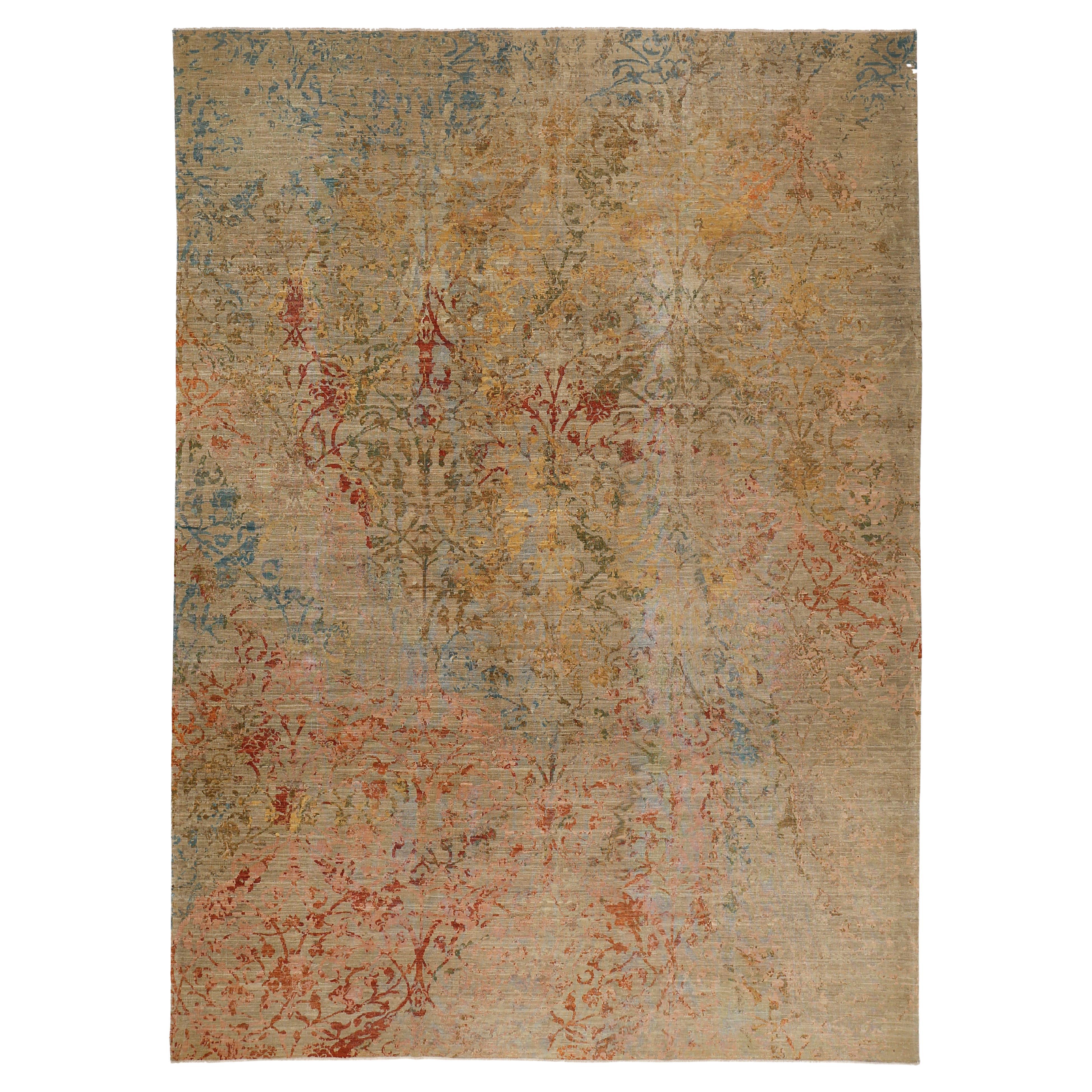 Vintage-Teppich aus Siena-Wolle und Seide im Fresco-Stil von Alberto Levi Gallery