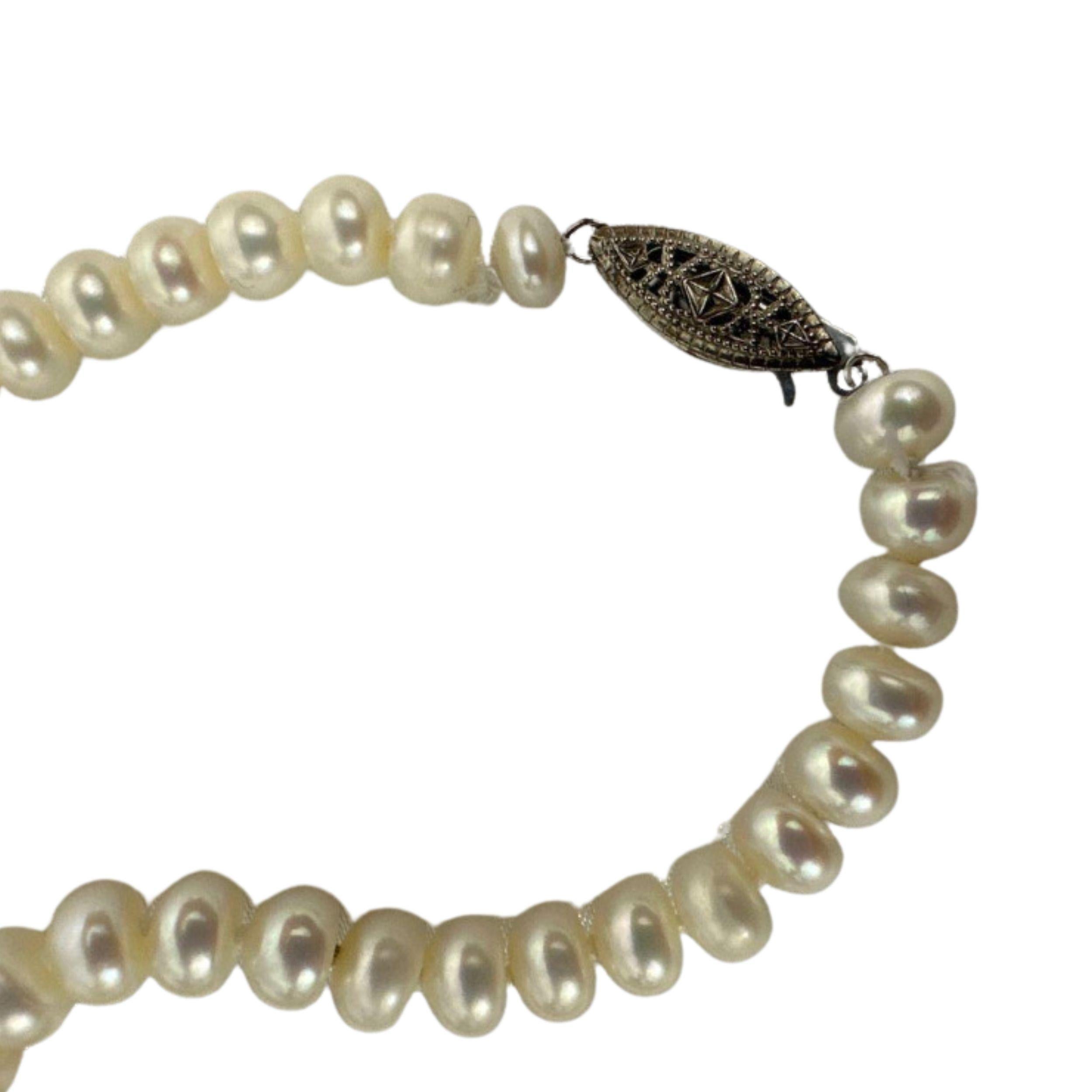 Women's Vintage Fresh Water Natural Pearl Beaded Necklace For Sale