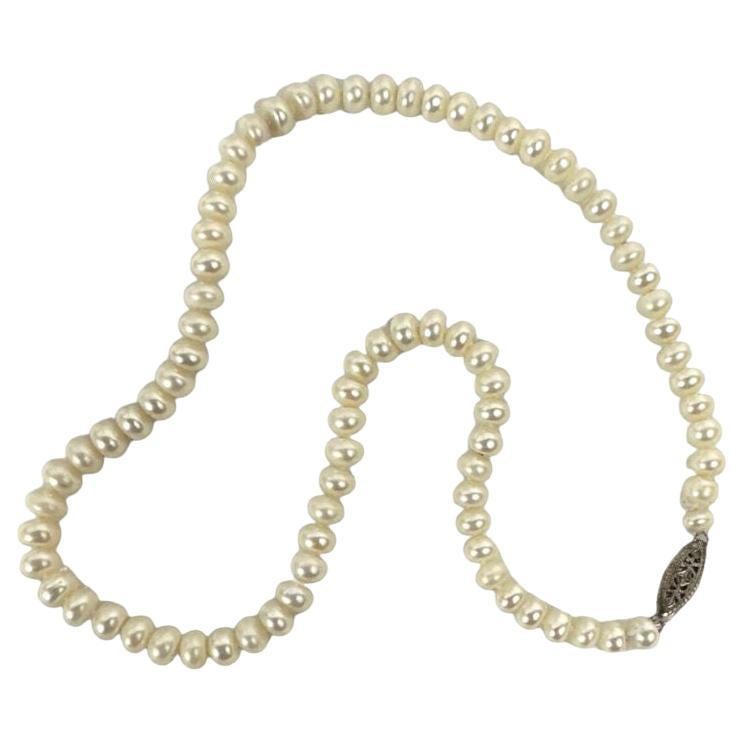 Vintage Fresh Water Natural Pearl Beaded Necklace  For Sale