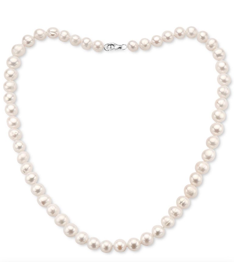 Glendora Silver Chain Necklace with Toggle Clasp and Pearl Pendant 16 inch