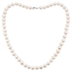 Collier vintage à un seul brin de perles d'eau douce, fermoir en argent