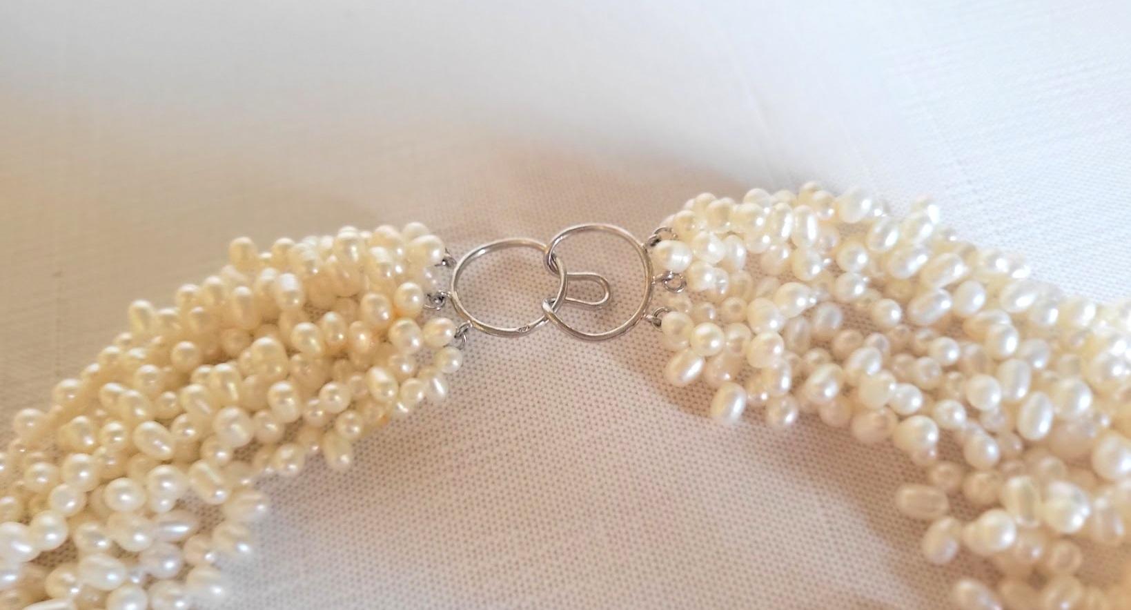 Art nouveau Collier multi-brins en perles d'eau douce vintage