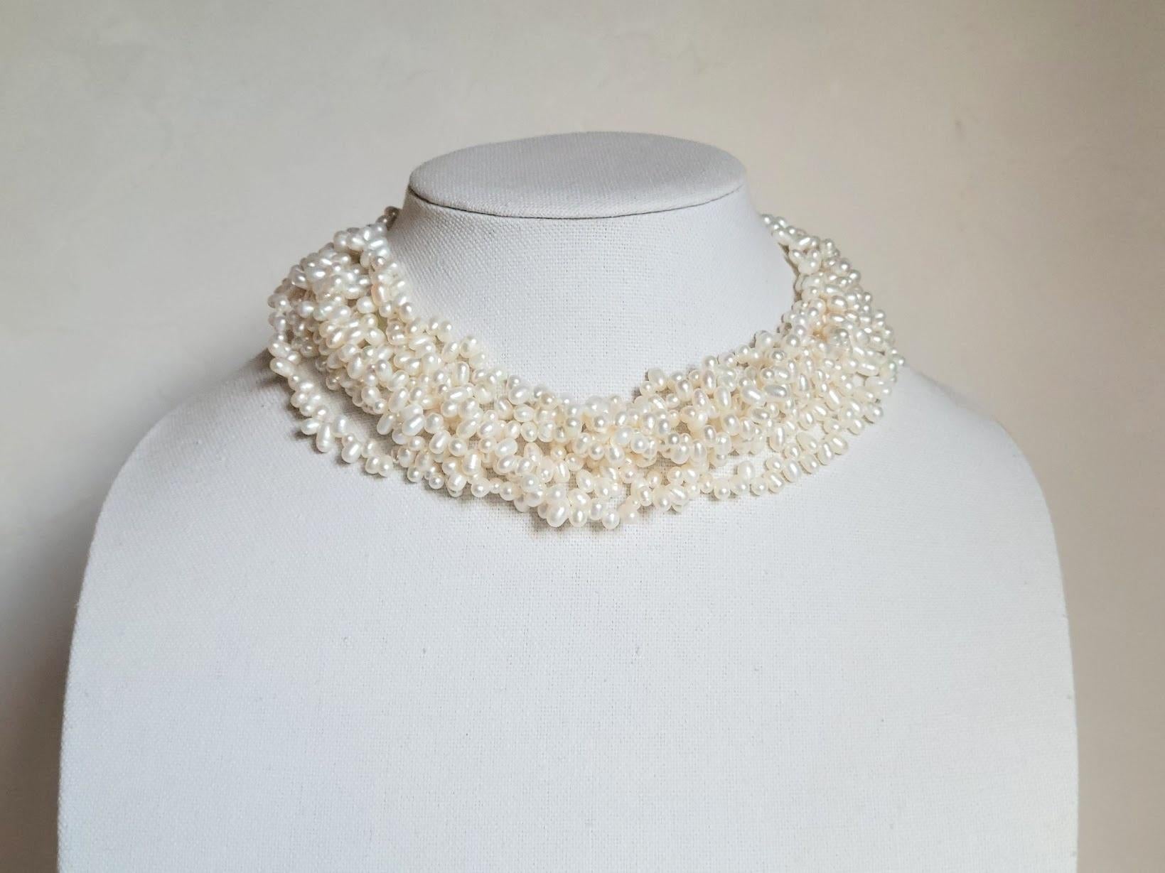 Perle Collier multi-brins en perles d'eau douce vintage
