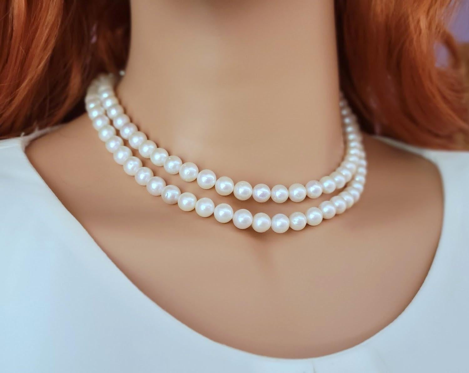 Vintage Freshwater Pearl Necklace In Excellent Condition For Sale In Chesterland, OH