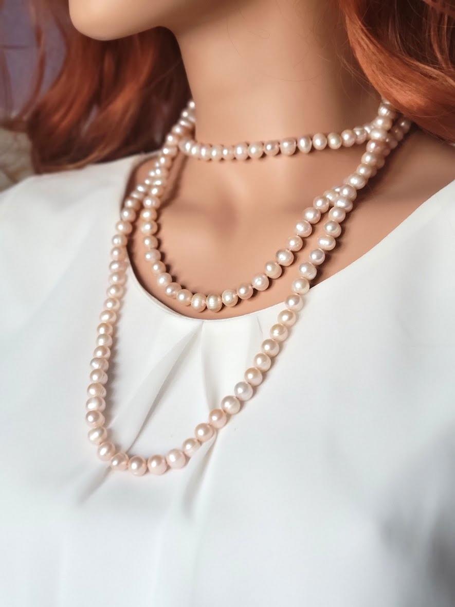 Women's Vintage Freshwater Pearl Necklace Length 64