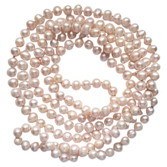 Vintage Freshwater Pearl Necklace Length 64" For Sale