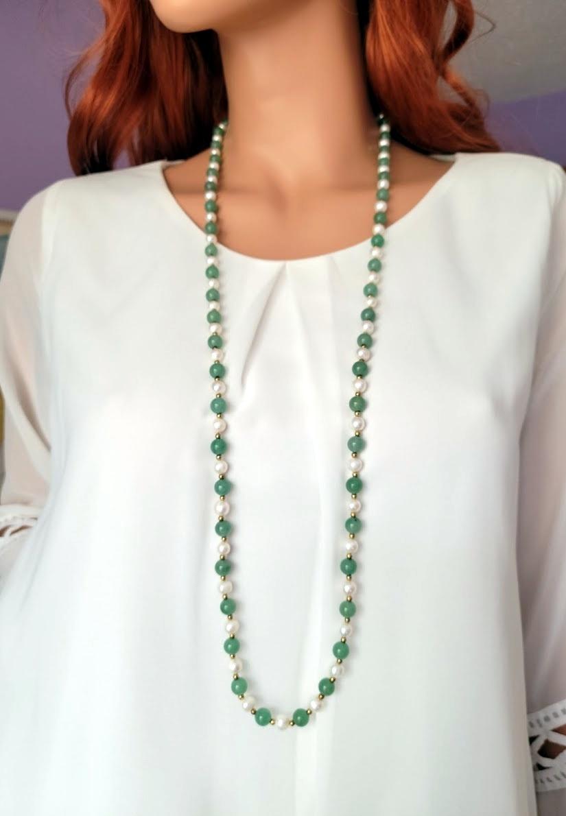 vintage jade and pearl necklace