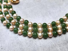 Vintage Freshwater Pearls and Russian Jade Necklace