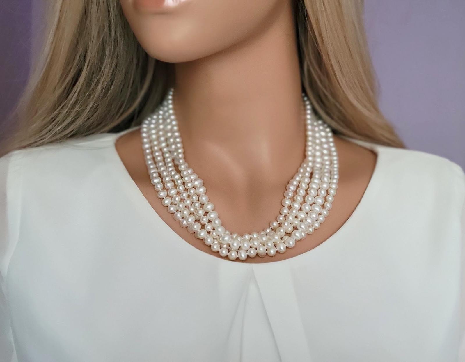 thumbnail image 2 of Freshwater Pearl Necklace – Timeless Elegance In Gold Or Silver Sterling Silver / White / 16 2 of 10