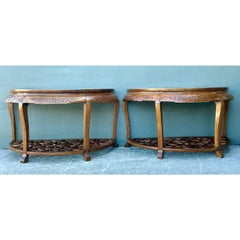 Vintage Fretwork Demilune Console Table