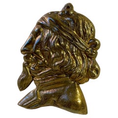 Vintage Freudian Erotic Brass Wall Plaque 'Whats on a Mans Mind', 1950s
