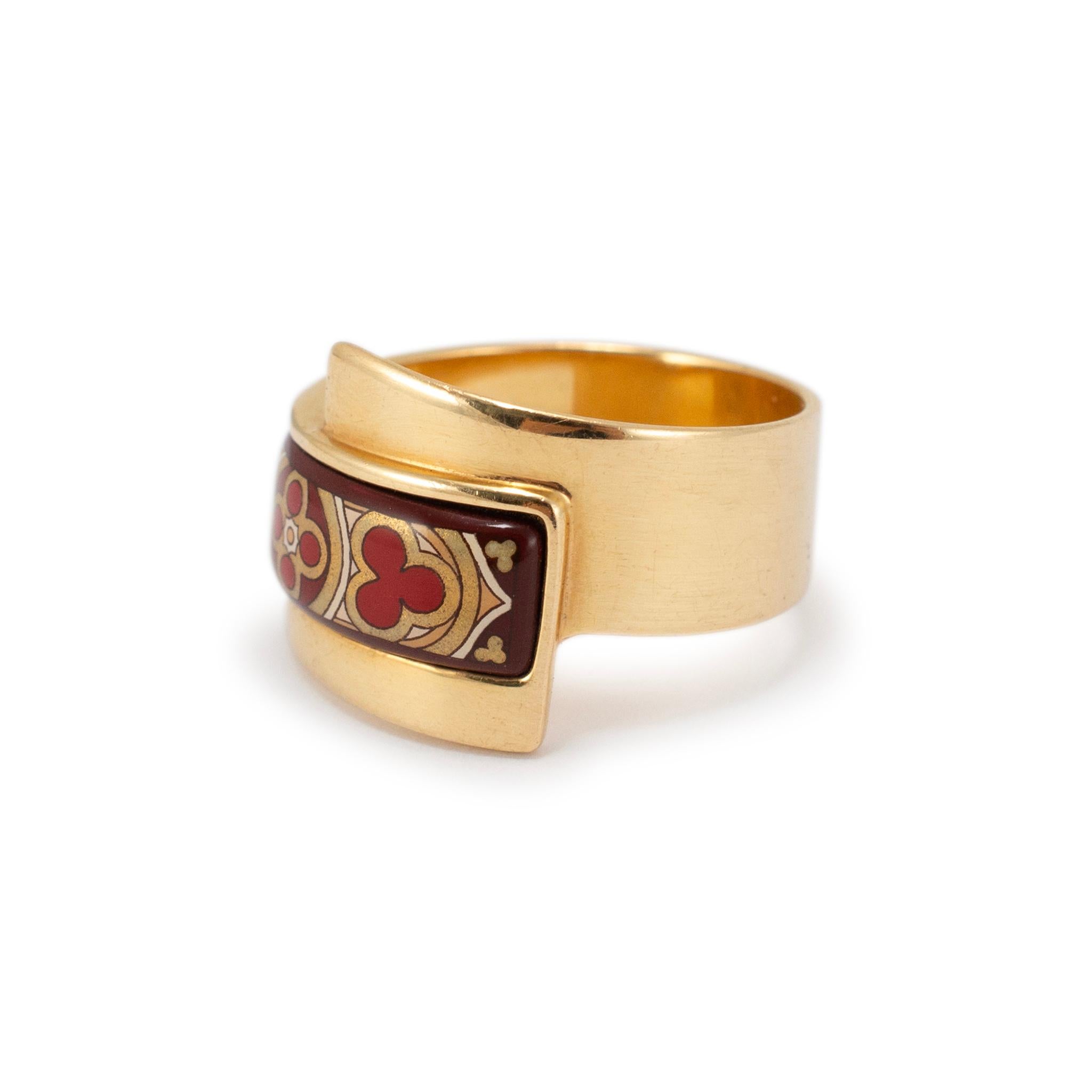 Frey Wille, bague vintage Hommage à Venise en or jaune 18 carats et émail Excellent état à Houston, TX