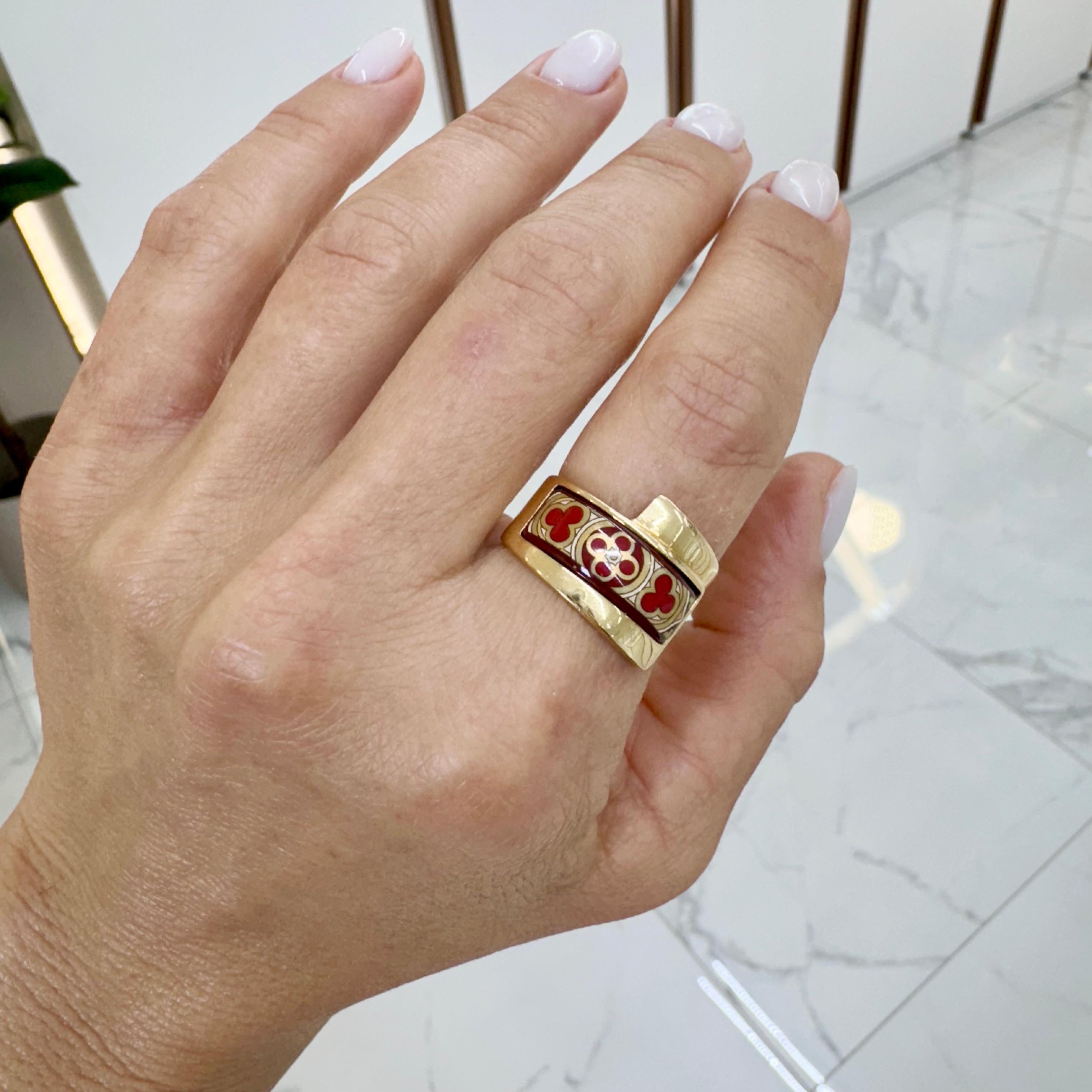 Frey Wille, bague vintage Hommage à Venise en or jaune 18 carats et émail 3