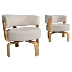Poltrone girevoli Fabrice vintage in tessuto bianco sporco di Carina Bengs per IKEA
