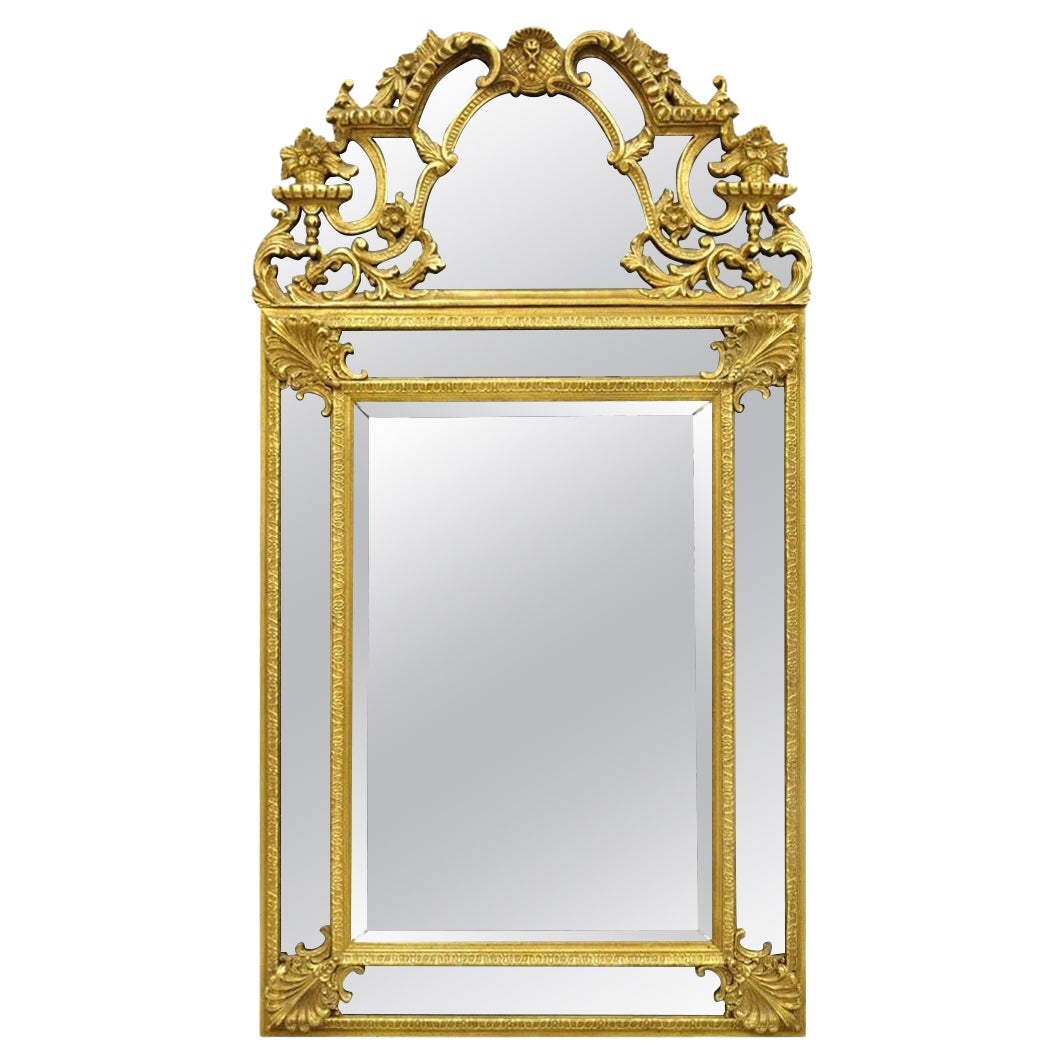 Vintage Friedman Bros French Louis XV Rococo Style Gold Gilt Smoked Glass Mirror