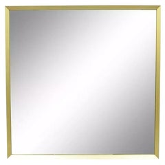 Vintage Friedman Brothers Brass Frame Modernist 38" Square Modern Wall Mirror