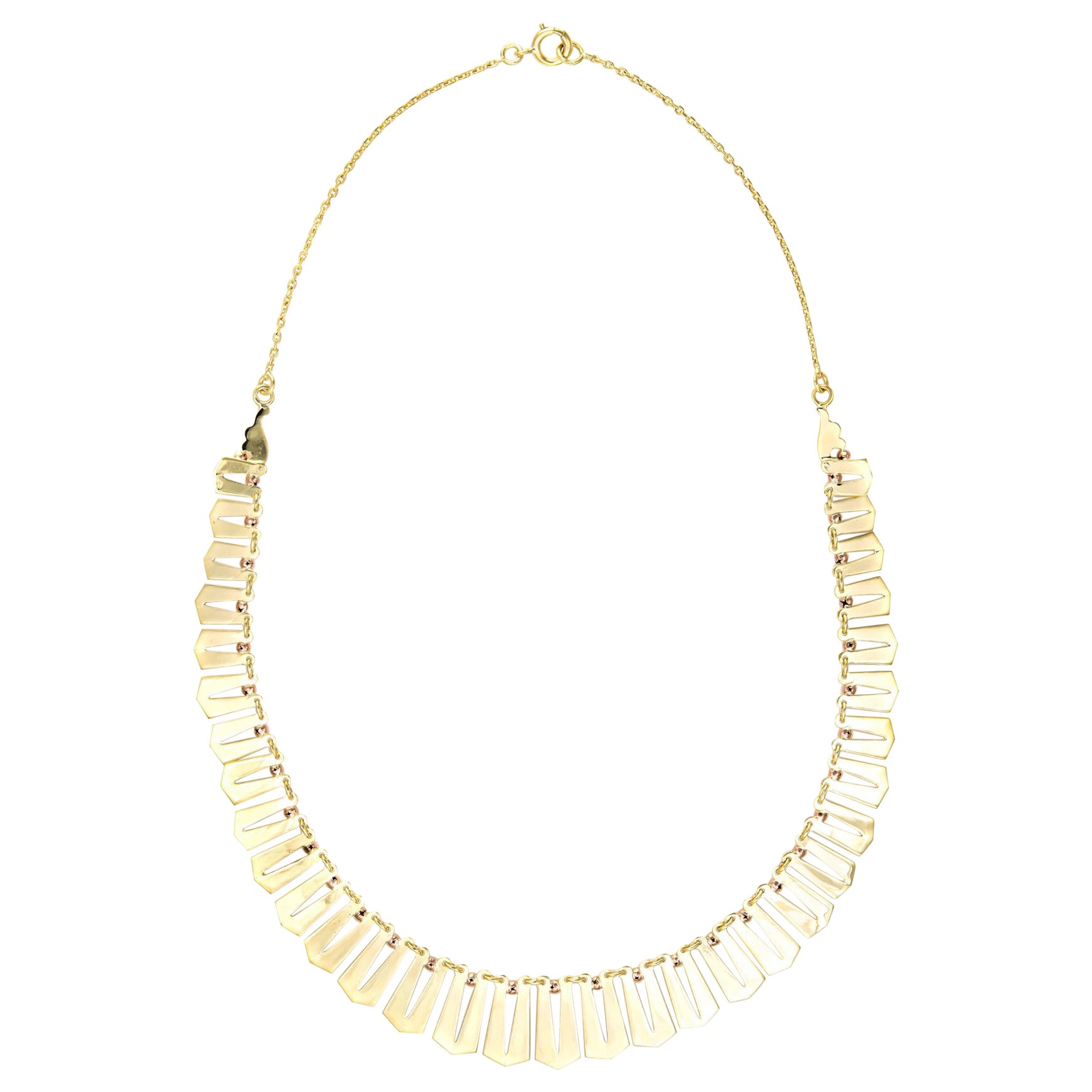 Collana vintage con colletto a frange in oro giallo 14k Lunghezza del girocollo Gioielli